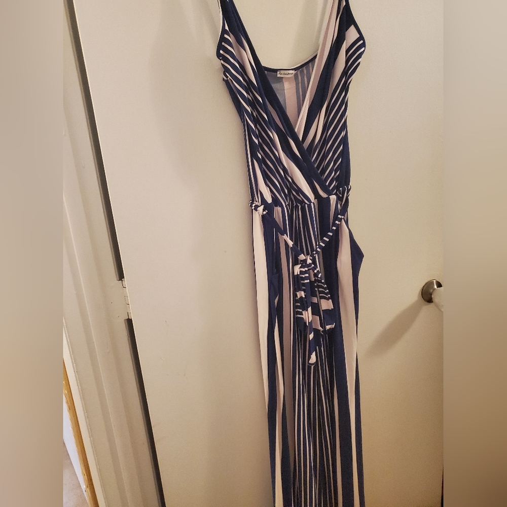 Spaghetti strap mid tie romper